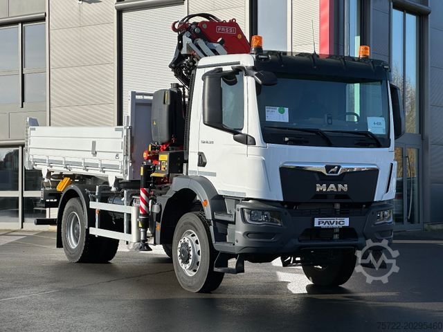 Háromirányú billenő teherautó MAN TGM 18.320 4x4 BB  KRANKIPPER  FASSI F195A.2.24