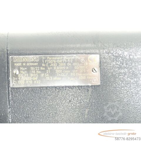 Control unit Siemens 1FT5076-0AF71-1 - Z SN: J493 3868 04 003 + Binder Magnetbremse