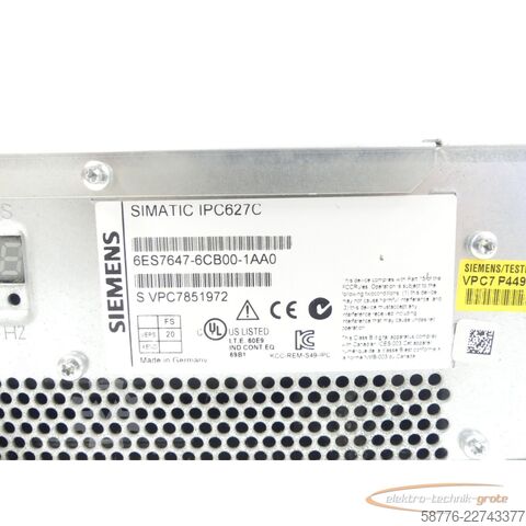 Component Siemens Simatic IPC627C / 6ES7647-6CB00-1AA0 Industrielles Box-PC SN SVPC7851972