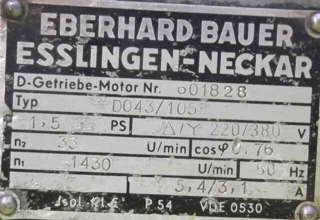 Tandwielmotor 1,1 kW 33 tpm Bauer DO43/105