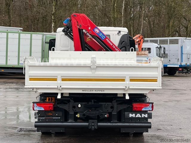 Trevägs tippbil MAN TGL 8.220 4x2 Meiller + HMF 810K-RC Kran *NEU*
