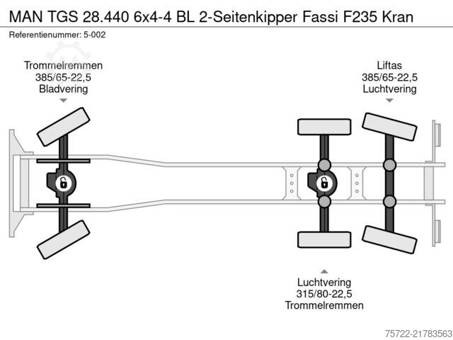 Sklápěč s jeřábem MAN TGS 28.440 6x4-4 BL 2-Seitenkipper Fassi F235 Kran