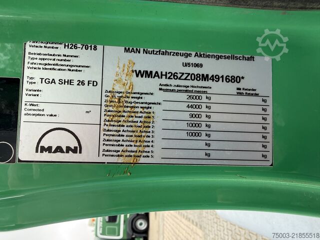 Φορτηγό με επίπεδη καρότσα MAN TGA 26.320 6X4 Atlas 290 bis 18 Meter