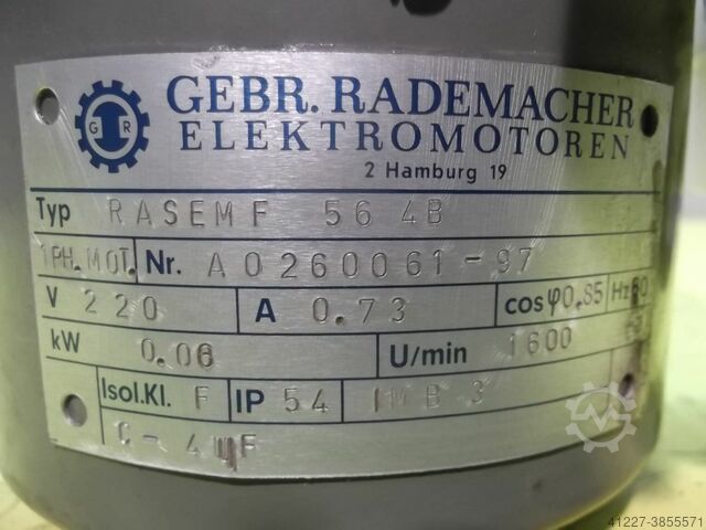 Elektromotor 0,06 kW 1600 Rpm 220 V Gebr. Rademacher RASEMF564B