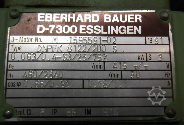 Elektromotor 0,063/0,4 kW 460/2840 Rpm 415 V Bauer DNPFK8122/200-S
