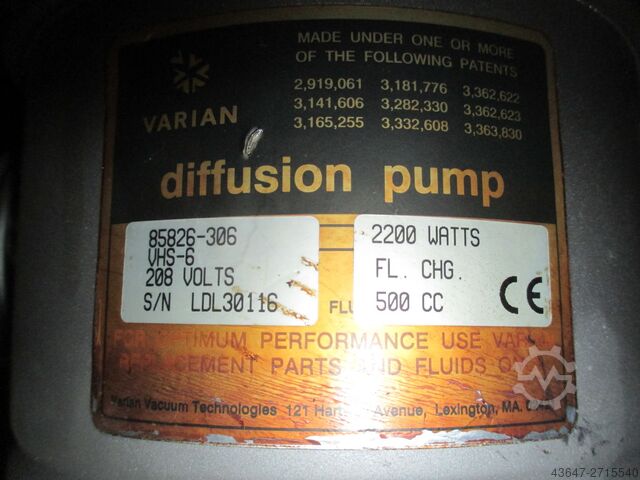 #2925 Varian VHS-6 vákuumszivattyú DIFFUSION VACUUM PUMP Varian VHS-6 f