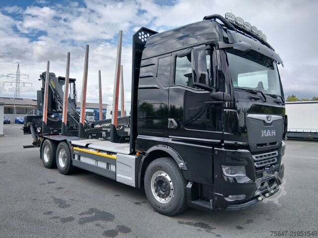 Houttransportwagen MAN TGX 26.580 6x4 BL Kurzholzaufbau Kran