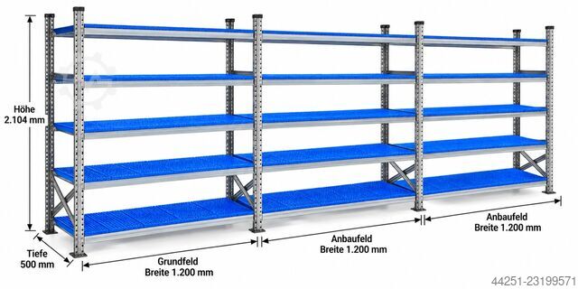 Metalsistem Super Fachbodenregal Grundfeld Steckregal 5 gelochte Böden Regal Metalsistem Super 1-2-3