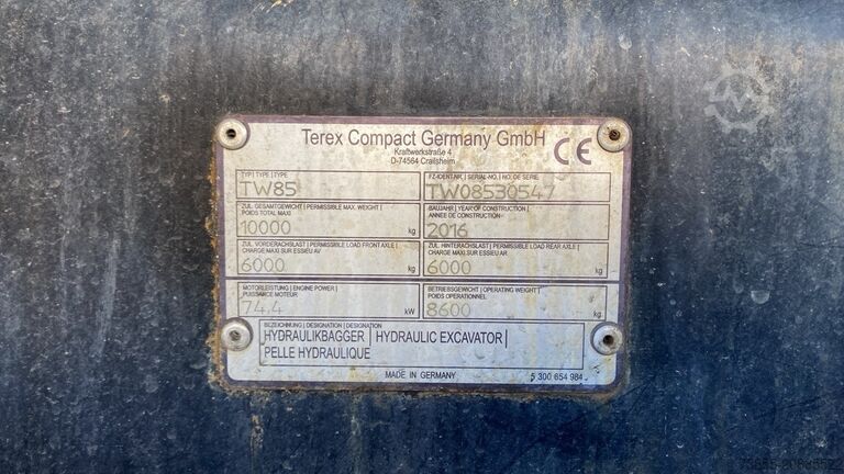 Wheeled Excavator Terex Tw 85 Schaeff with 3 buckets and forks