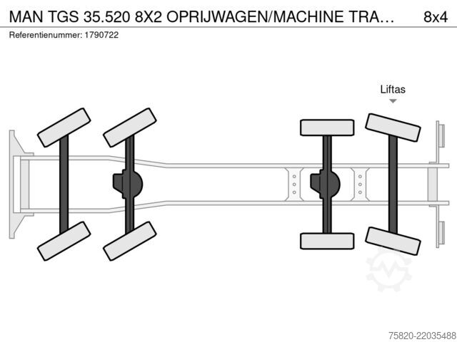 Bestelwagen autodrager MAN TGS 35.520 8X2 OPRIJWAGEN/MACHINE TRANSPORTER/P...