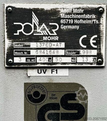 Papier snijmachine Polar 137-ED