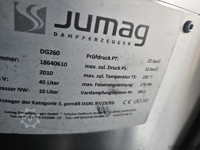 Παραγωγός ατμού Jumag 13 bar 260 kg/h Jumag DG 260
