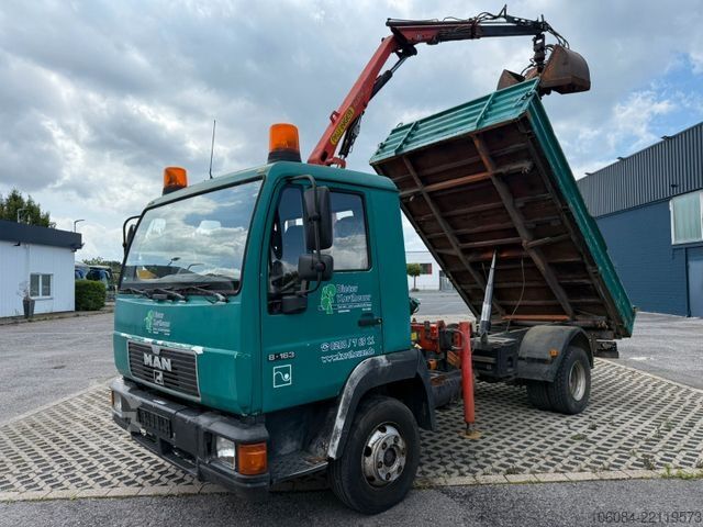 Driezijdige kipper bestelwagen MAN 8.163 3 SEITEN KIPPER PALFINGER KRAN GREIFER AHK