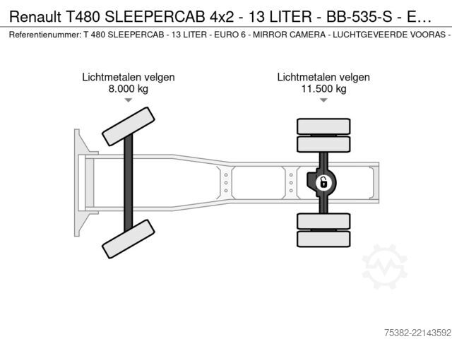 Estándar-SZM Renault T480 SLEEPERCAB 4x2 - 13 LITER - BB-535-S - EUR...