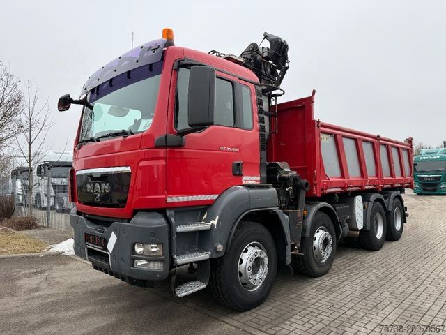 Autocamion basculant tridirecțional MAN TGS 41.480 8x4 Kipper+Kran Penz/Intarder