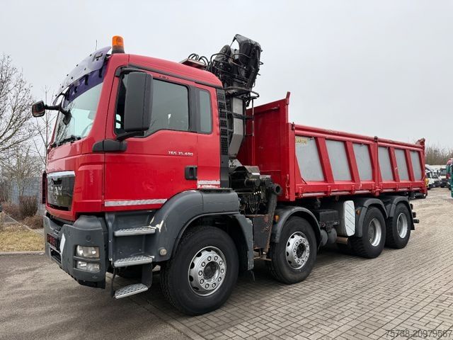 Autocamion basculant tridirecțional MAN TGS 41.480 8x4 Kipper+Kran Penz/Intarder