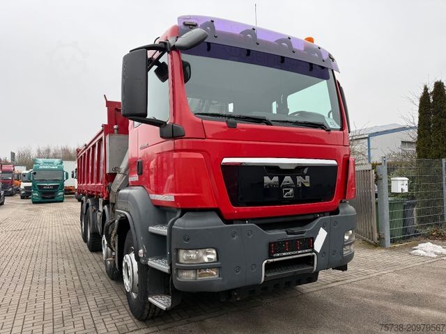 Autocamion basculant tridirecțional MAN TGS 41.480 8x4 Kipper+Kran Penz/Intarder
