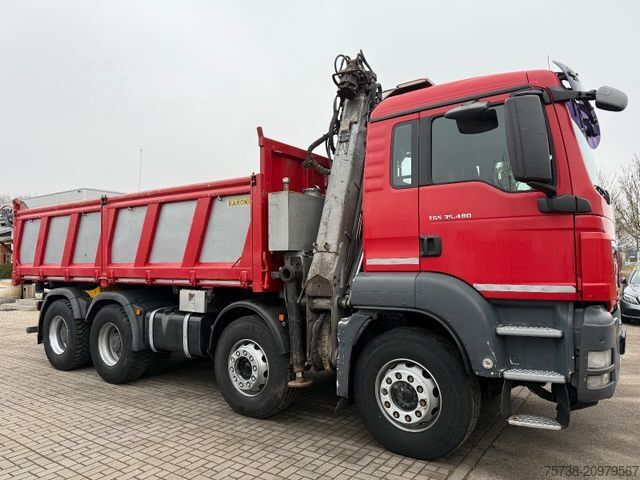 Autocamion basculant tridirecțional MAN TGS 41.480 8x4 Kipper+Kran Penz/Intarder