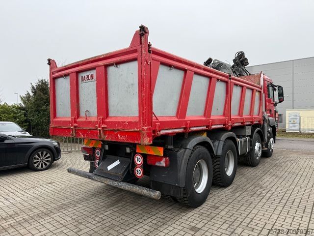 Autocamion basculant tridirecțional MAN TGS 41.480 8x4 Kipper+Kran Penz/Intarder
