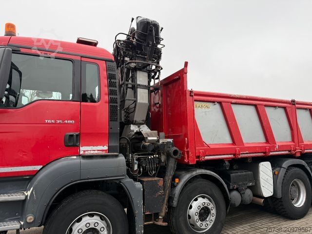 Autocamion basculant tridirecțional MAN TGS 41.480 8x4 Kipper+Kran Penz/Intarder