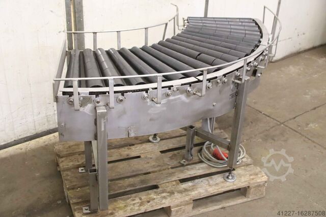 Roestvrijstalen gebogen rollenbaan Schmid 15 m/min Förderbreite 500 mm