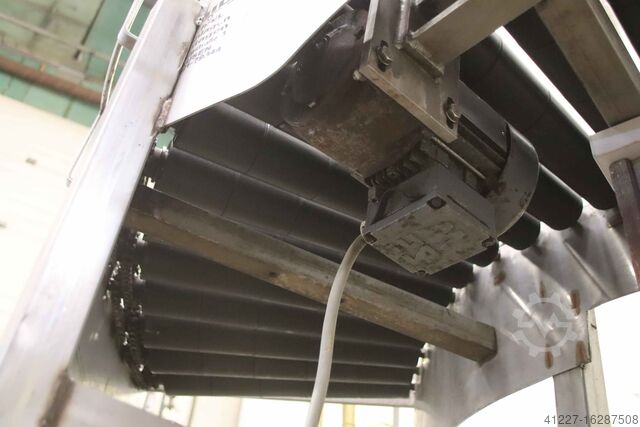 Roestvrijstalen gebogen rollenbaan Schmid 15 m/min Förderbreite 500 mm