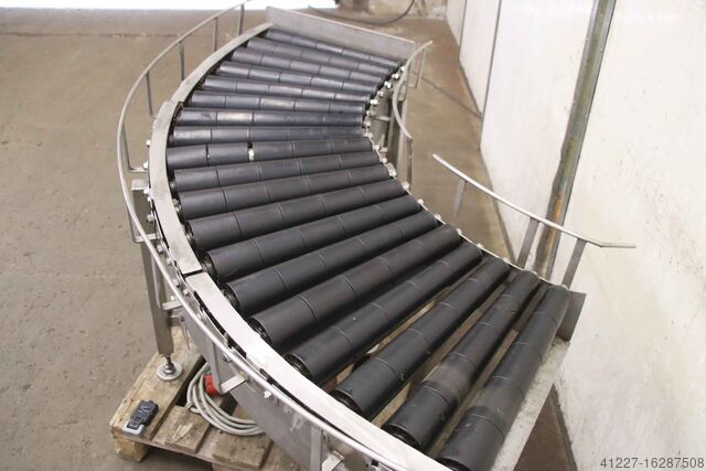 Roestvrijstalen gebogen rollenbaan Schmid 15 m/min Förderbreite 500 mm