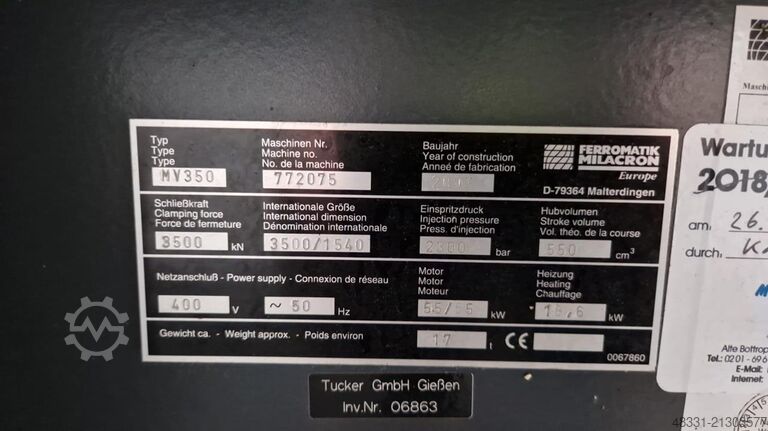 Spuitgietmachine tot 5000 KN FERROMATIK-MILACRON MV350