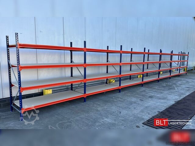 Bredspændt lagerrack ca. 13,35 lfm. Weitspannregale H: 200 cm T: 80 cm , 400 kg Fachlast , 4 Ebenen