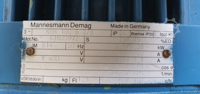 DEMAG pogonski motor MBV132 / MBV100 / KBH 100 DEMAG MBV 132 / MBV 100 / KBH 100