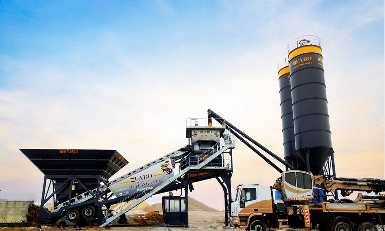 Mobil Beton Santrali FABO Mobile Concrete Batching Plant 120 m3/h Mobile Concrete Batching Plant