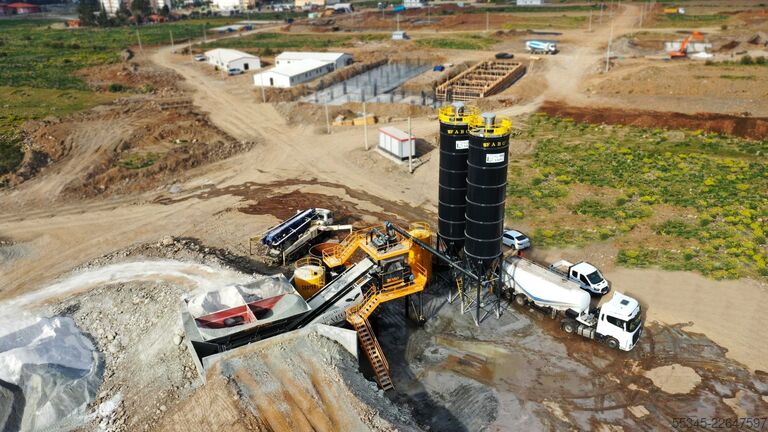Usina de concreto móvel FABO Mobile Concrete Batching Plant 100 m3/h Mobile Concrete Batching Plant