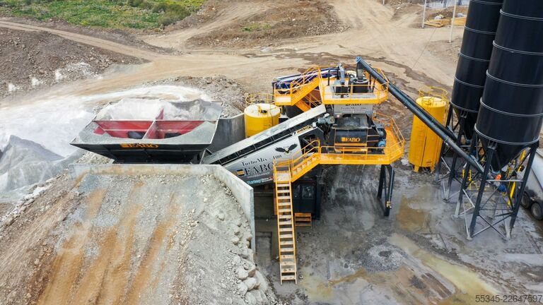 Usina de concreto móvel FABO Mobile Concrete Batching Plant 100 m3/h Mobile Concrete Batching Plant