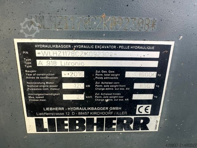 Mobiele graafmachine LIEBHERR A 918 Litronic / PowerTilt