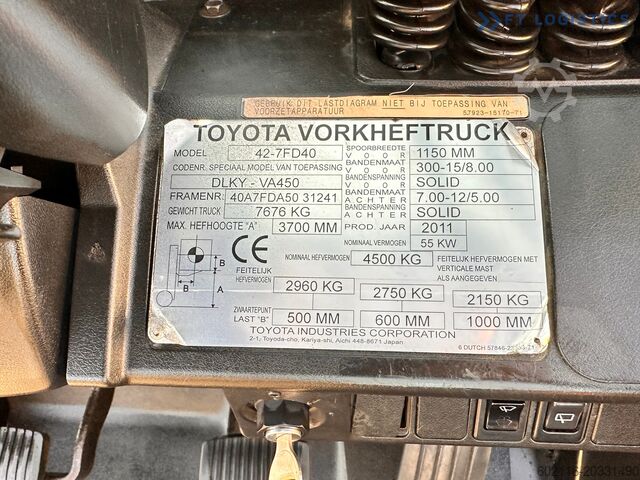 Gaffeltruck Toyota 42-4FD40 / DIESEL / 4500KG / DUPLEX / FO