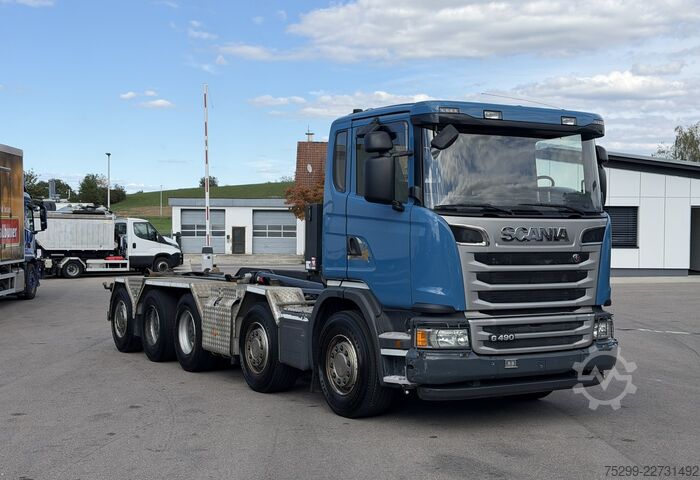 Camión portacontenedores de gancho Scania G 490 LB 10x4 Hakengerät / Swiss-Vehicle