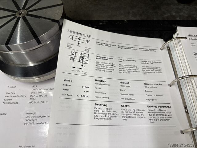 Silindirik taşlama makinesi STUDER S 33 CNC