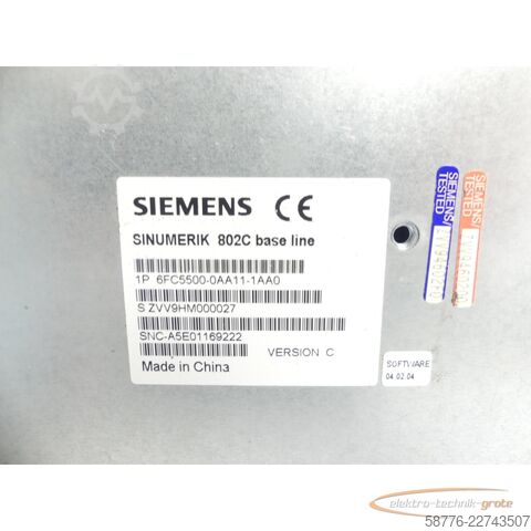 Komponent Siemens SINUMERIK 802C 6FC5500-0AA11-1AA0 Bedientafel Version C SNC-A5E01169222