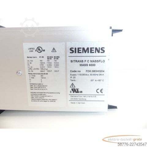 Składnik Siemens SITRANS F C MASS 6000 FDK:083H0204 SN 134335N324