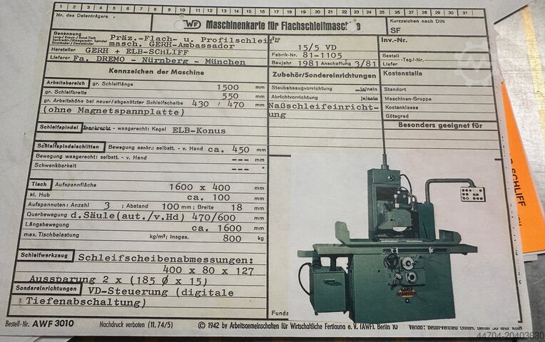 Machine à rectifier les surfaces Elbschliff GERH Ambassador