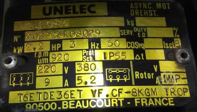 Elektromotor 2,2 kW 920 U/min Unelec FAJ132S6