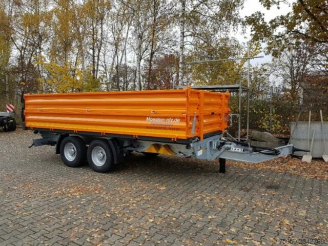 Tipper trailer Möslein TTD11- BA Orange neuer Tandem 3- Seitenkipper Tiefladermit Bordwand- Aufsatz-- Neufahrzeug --