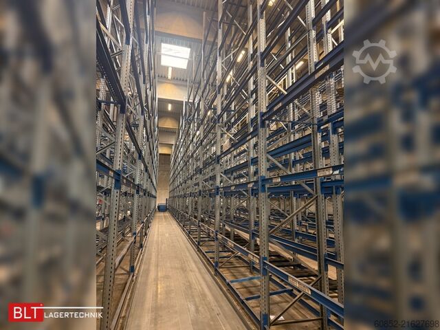 Heavy-duty rack, industrial shelving, high-bay rack SSI Schäfer PR600 – 30,90 lfm, Höhe 4,9m Boden + 2 Ebenen | Fachlast bis 3500 kg