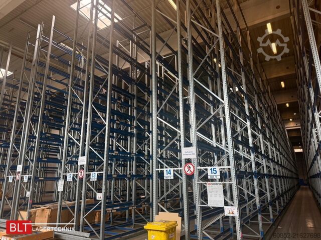 Heavy-duty rack, industrial shelving, high-bay rack SSI Schäfer PR600 – 30,90 lfm, Höhe 4,9m Boden + 2 Ebenen | Fachlast bis 3500 kg