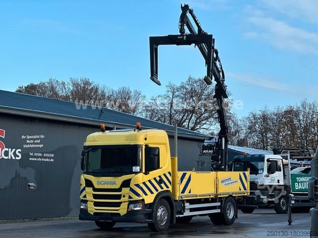 Ladbil med lad SCANIA G280 4x2 Pritsche Atlas Heckladekran, Steinzange