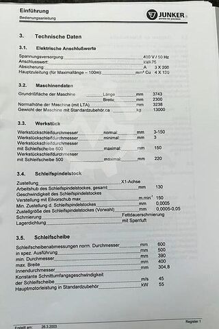 Centerless cylindrical grinding machine JUNKER BBE 15 CNC