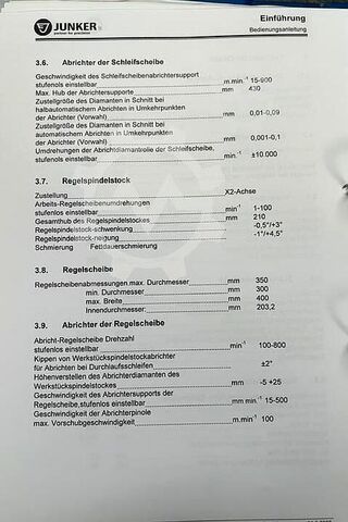 Centerless cylindrical grinding machine JUNKER BBE 15 CNC
