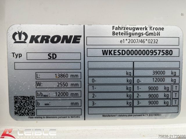Semi-reboque aberto com lona KRONE SD*Tautliner*ZertifikatXL+Getränke*Liftachse*