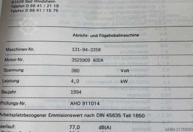 Abrichthobelmaschine Hofmann AHW 410