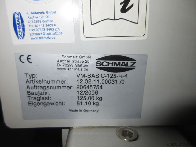 Suction lifter vacuum suction cup vacuum lifter Schmalz Manipulator Abstapler 125KG VM Basic 125 H4 Vacuumheber 4 Näpfe